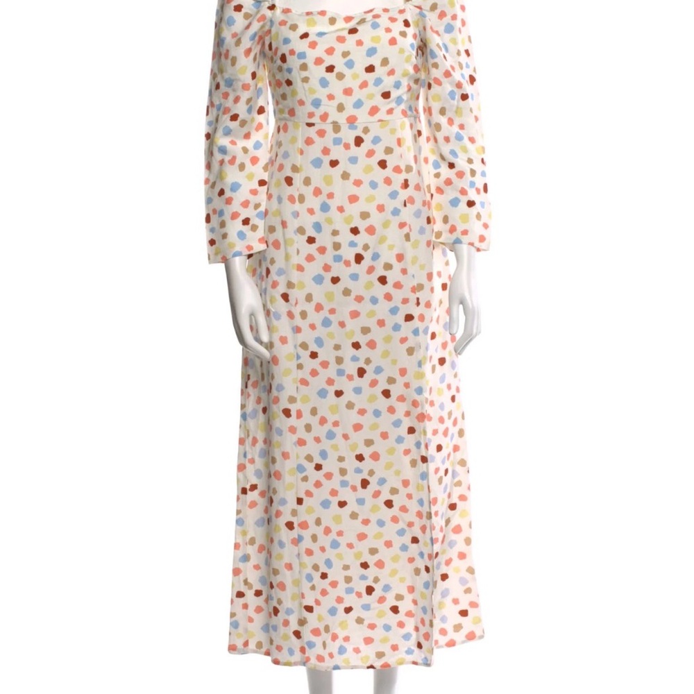 RIXO Hattie Maxi Multicolor Tulip Long Sleeve Smocked Back Dress Medium M - Picture 4 of 9